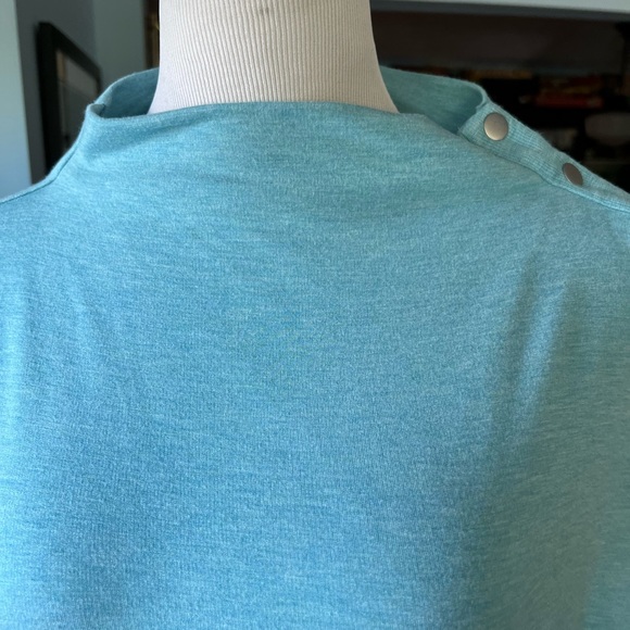 Soft Surroundings large sea green tunic viscose poly spandex snap neck - Picture 2 of 5